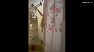 Shy Asian Mommy is Undressing Getting Ready to Take a Shower