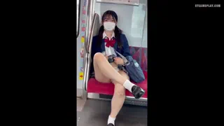 Japanese girl teasing on the bus