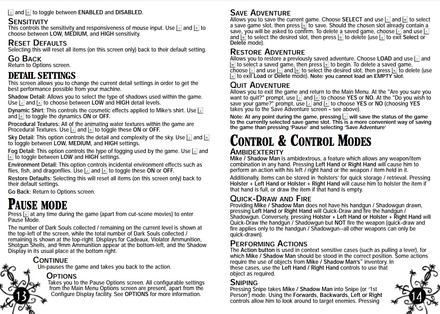 Shadow Man Remastered User's Manual: Classic. - Page Thirteen-Fourteen: