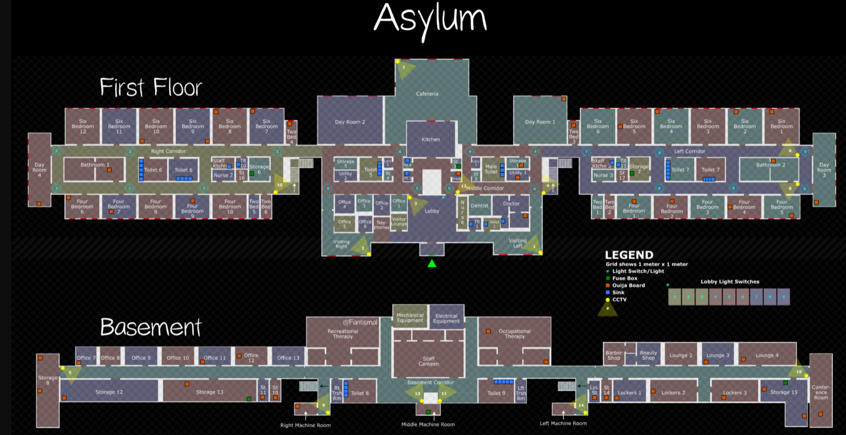 Atrophy asylum 2024. Карта Asylum Phasmophobia. Проклятые предметы Asylum. Asylum Фазмофобия. Карта асилум Фазмофобия.