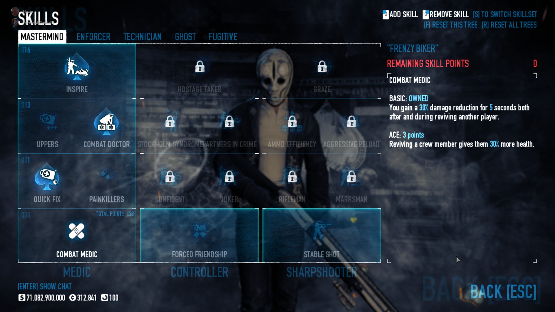 PAYDAY 2 Fun DW Builds for Every Perk Deck 2 - Frenzy Biker