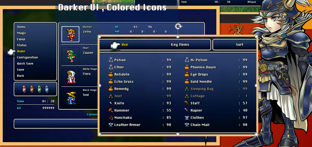 FINAL FANTASY How to Install 3 Graphical Mod Pack + Colored Icons + Darker UI - The Mods : Darker UI and Colored Icons