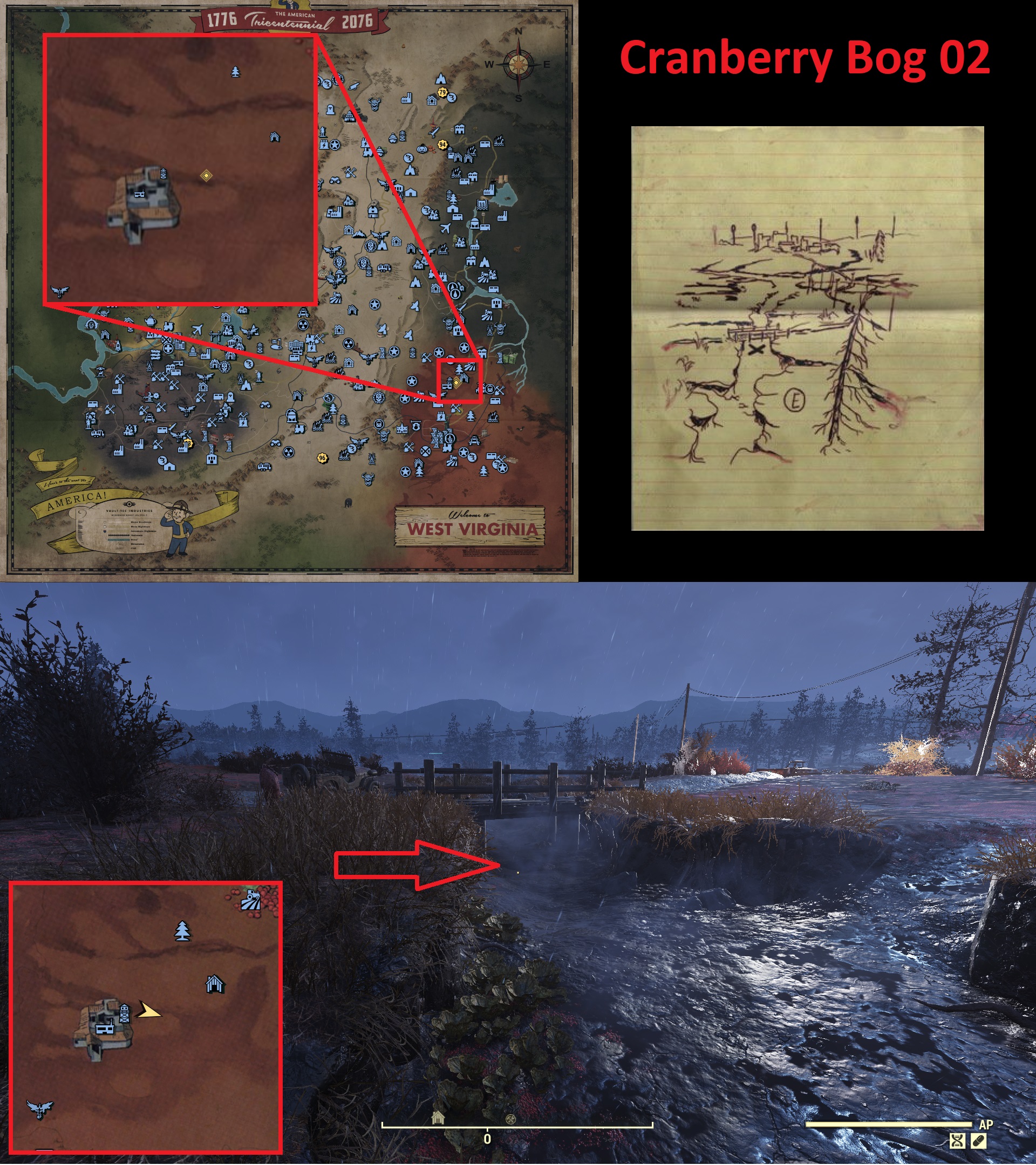 Fallout 76 Treasure Map Locations - Cranberry Bog 02 - 9406F3A
