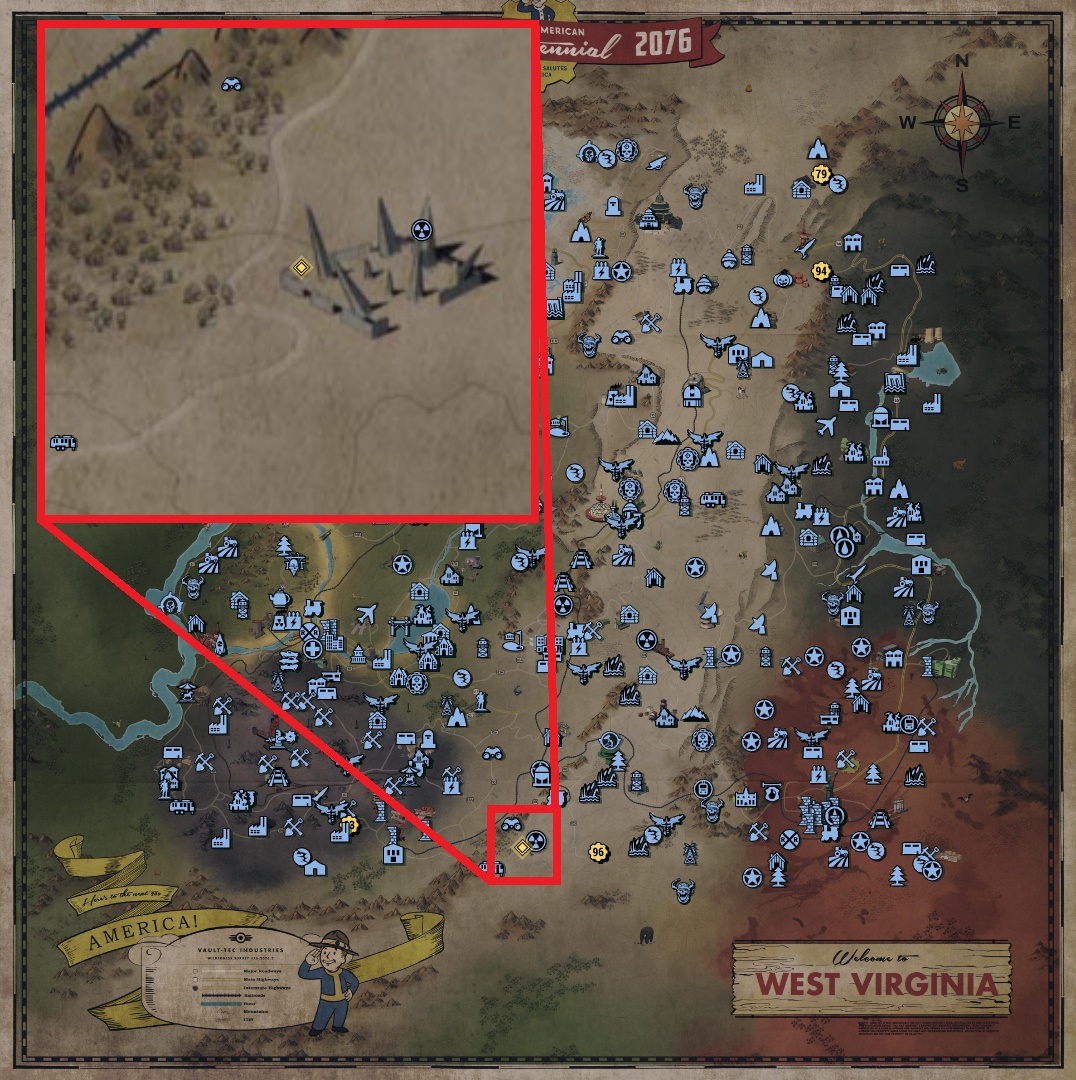 Fallout 76 Treasure Map Locations - Savage Divide 01 - 4352AB5