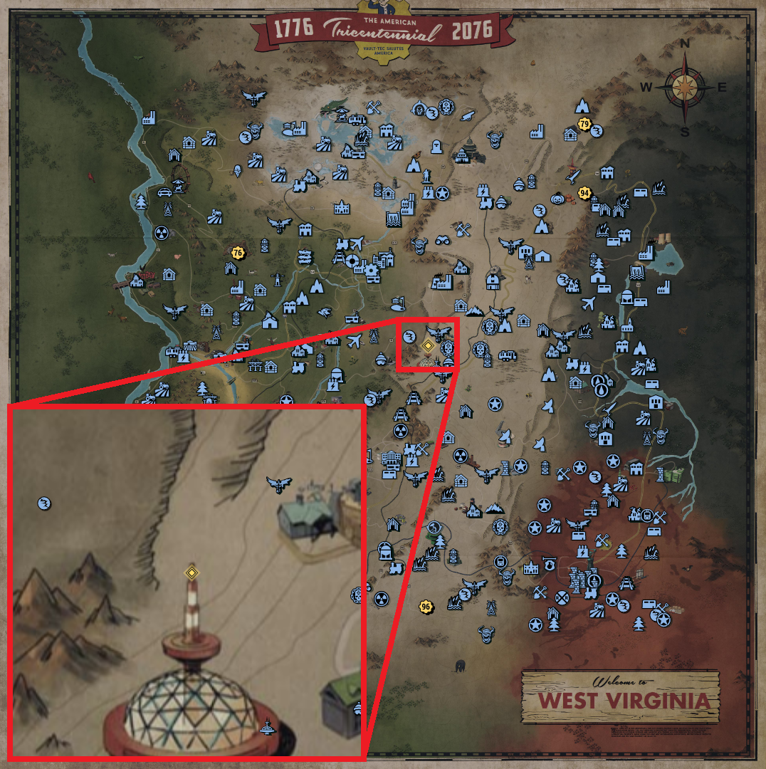 Fallout 76 Treasure Map Locations - Savage Divide 03 - 5822E36