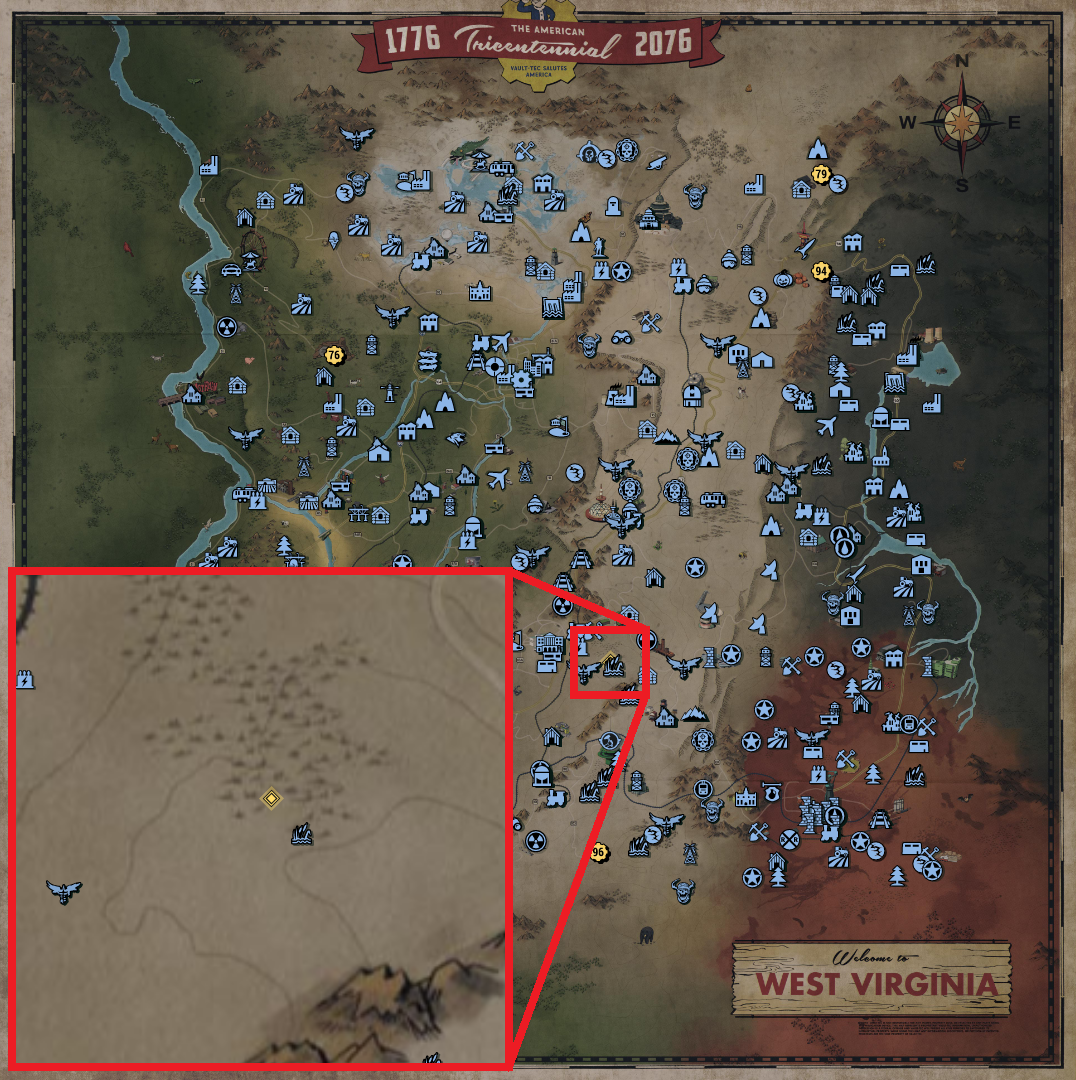 Fallout 76 Treasure Map Locations - Savage Divide 04 - 470C509