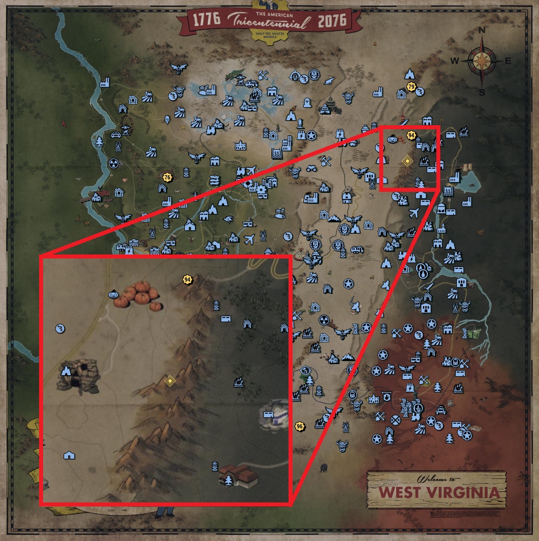 Fallout 76 Treasure Map Locations - The Mire 01 - 5030F47