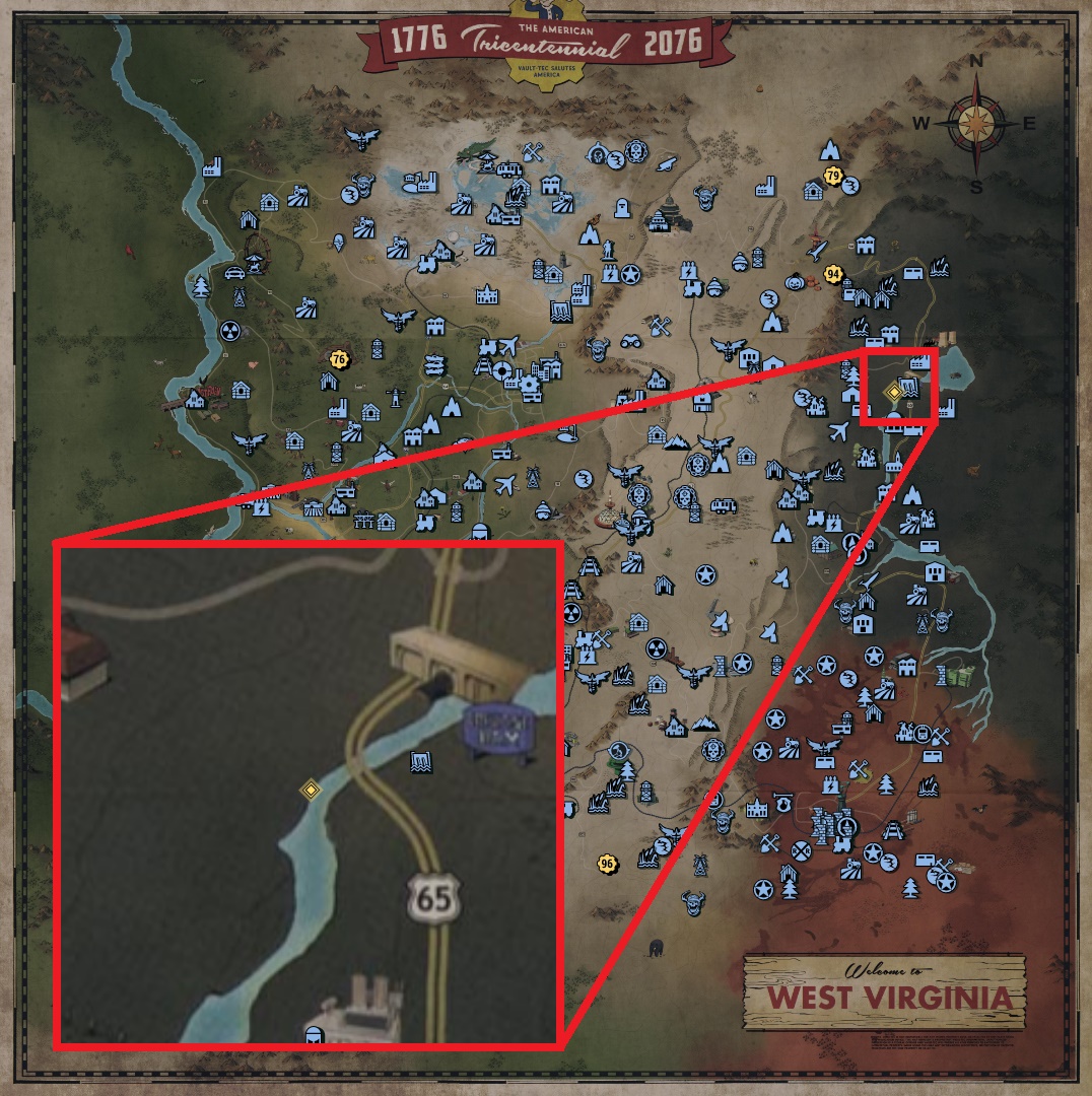 Fallout 76 Treasure Map Locations - The Mire 04 - 083E319
