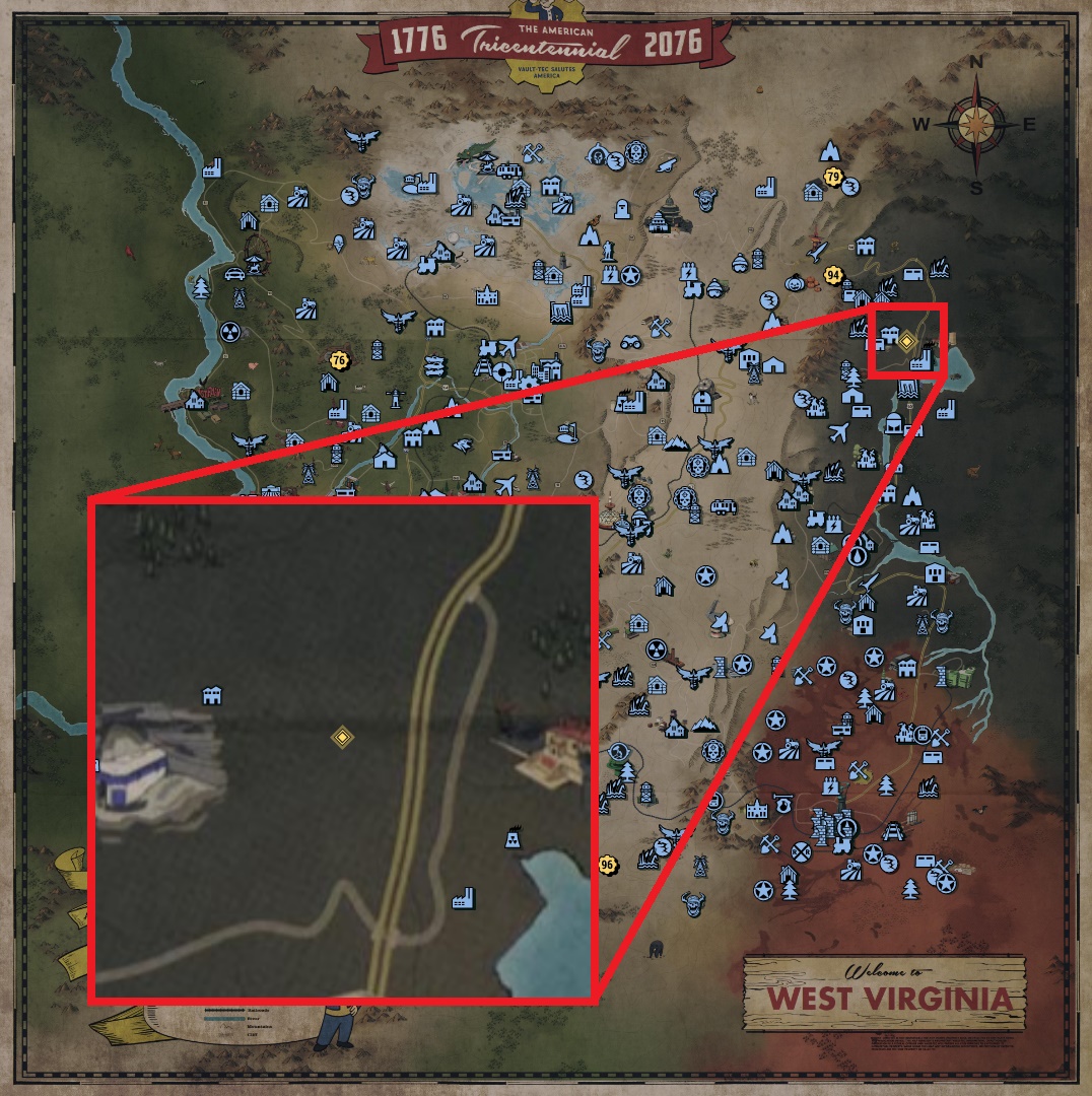Fallout 76 Treasure Map Locations - The Mire 05 - 87C6410