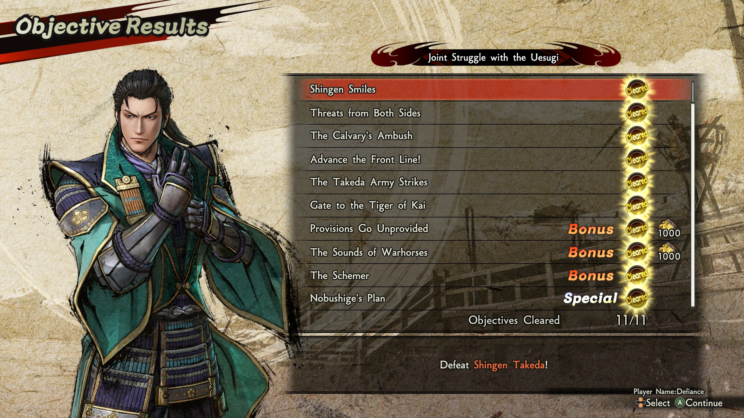 SAMURAI WARRIORS 5 Objective List - Joint Struggle with the Uesugi