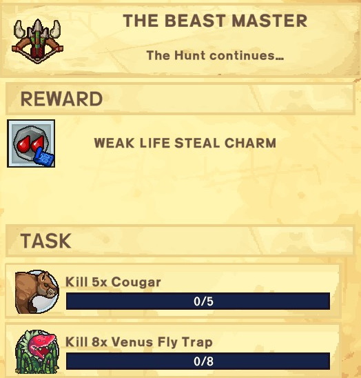 The Survivalists Walkthrough - Quest Rewards + Achievements + Shopkeepers Game Info Tips - The Beastmaster - 1D4B4C4