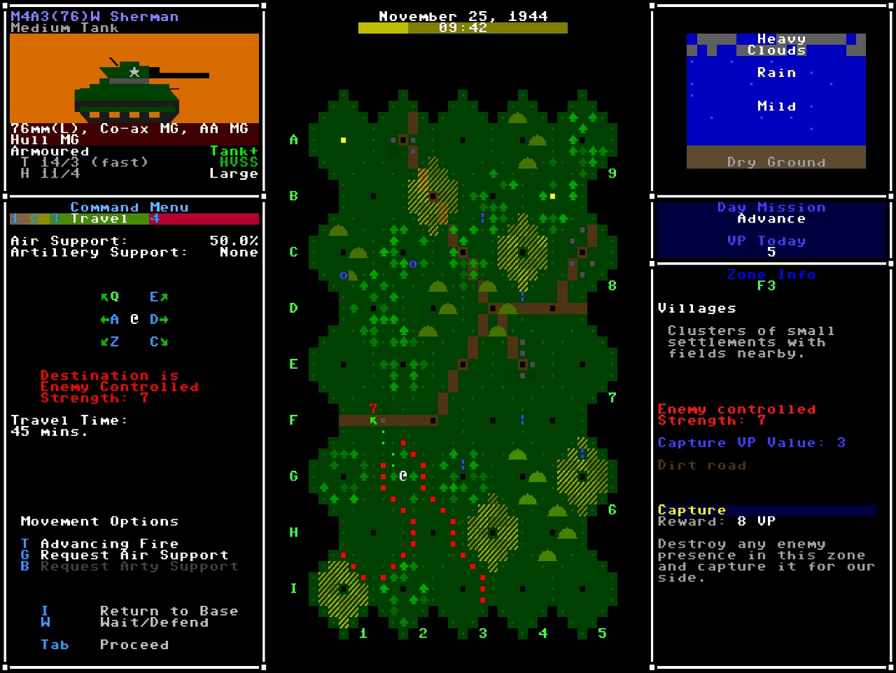 Armoured Commander II Strategy Guide How to Increase Tank Commander + Survival - 2. Risk vs. Reward - Moving on the terrain overview map - FF4B8B1