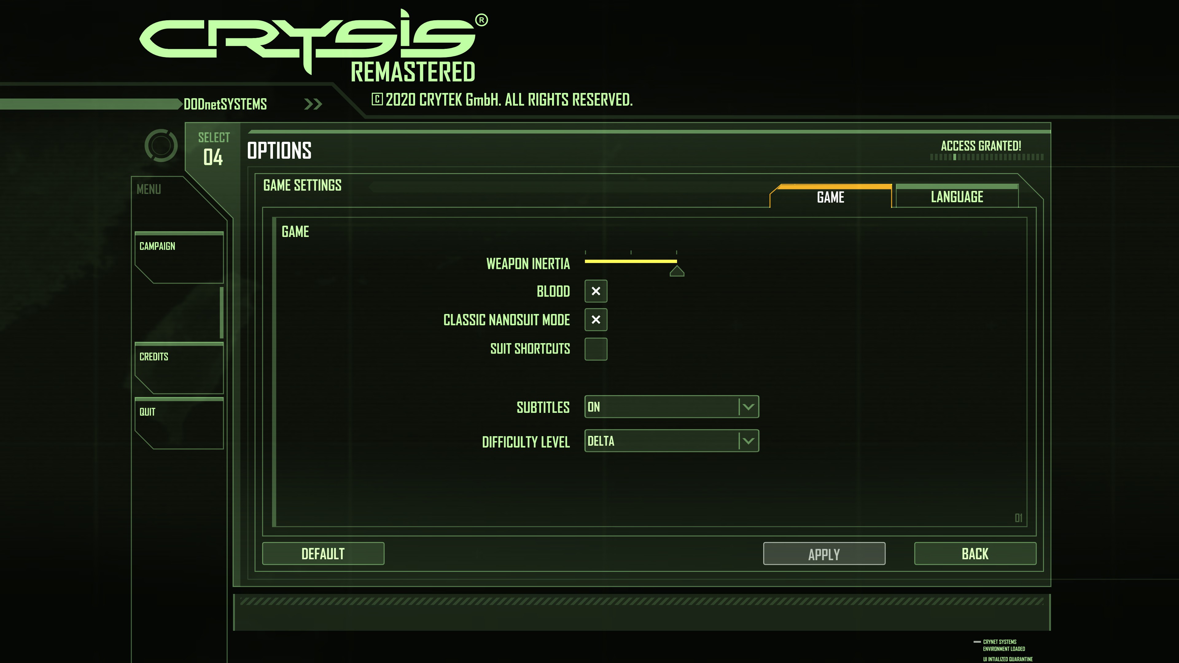Crysis Remastered How to Change New Nano Suit to Classic Suit Guide - how to enable classic suit mode: - 42D3BE9