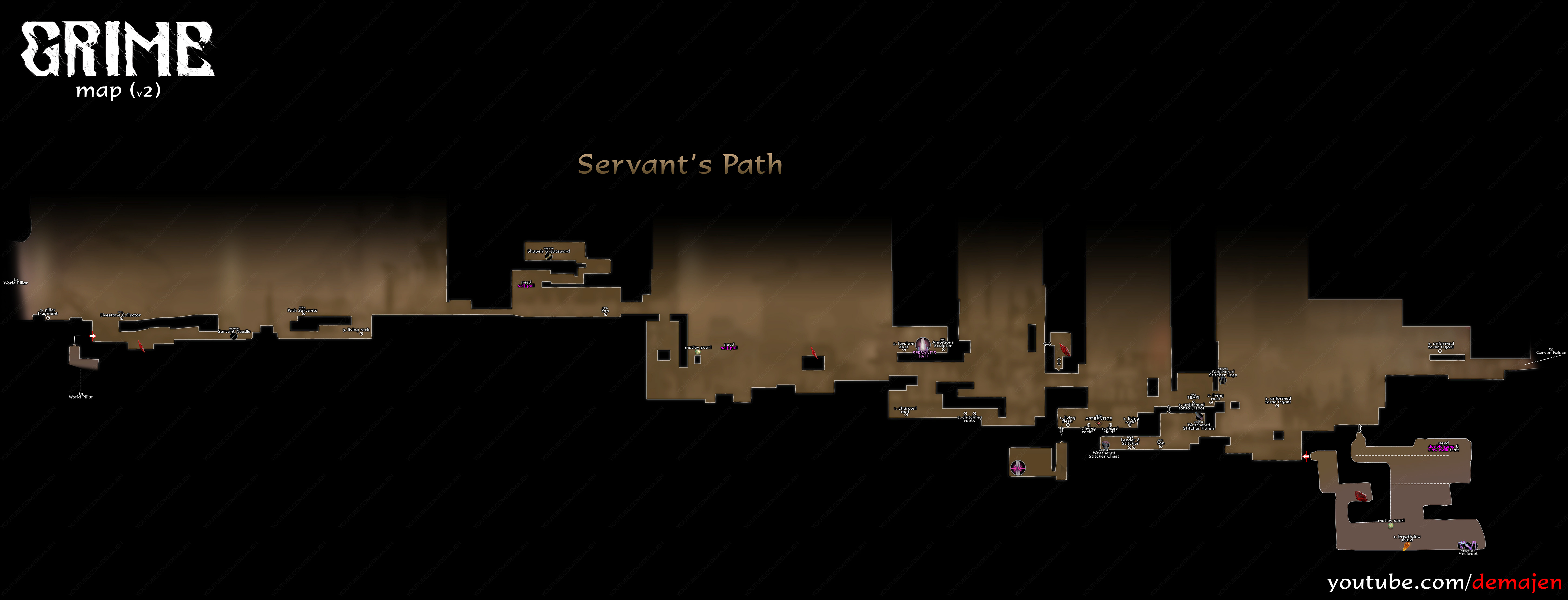GRIME All Maps in Game + Gameplay Tips and Information - Servant's Path - 3EC96B7