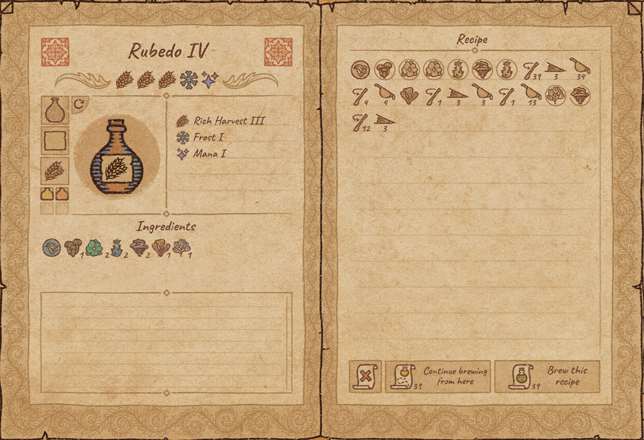 Potion Craft All Recipes for  Alchemy Machine Info - Rubedo IV - 8862E8A