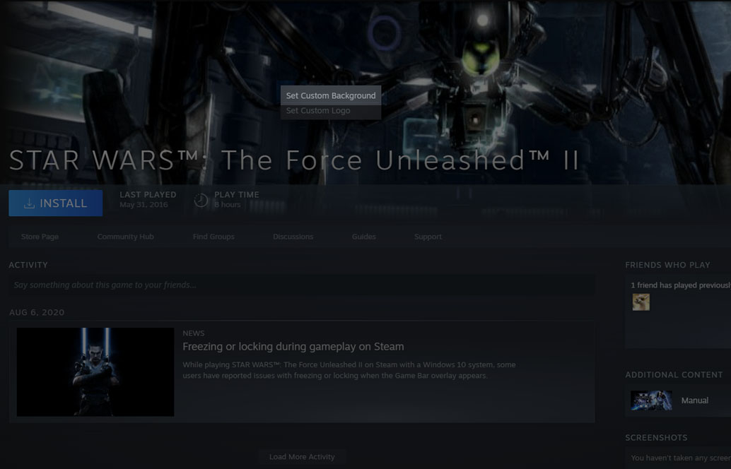 STAR WARS™: The Force Unleashed™ II How to Download New Wallpaper in Game Guide - How to Install Part 2: Set Background - 3ED08ED