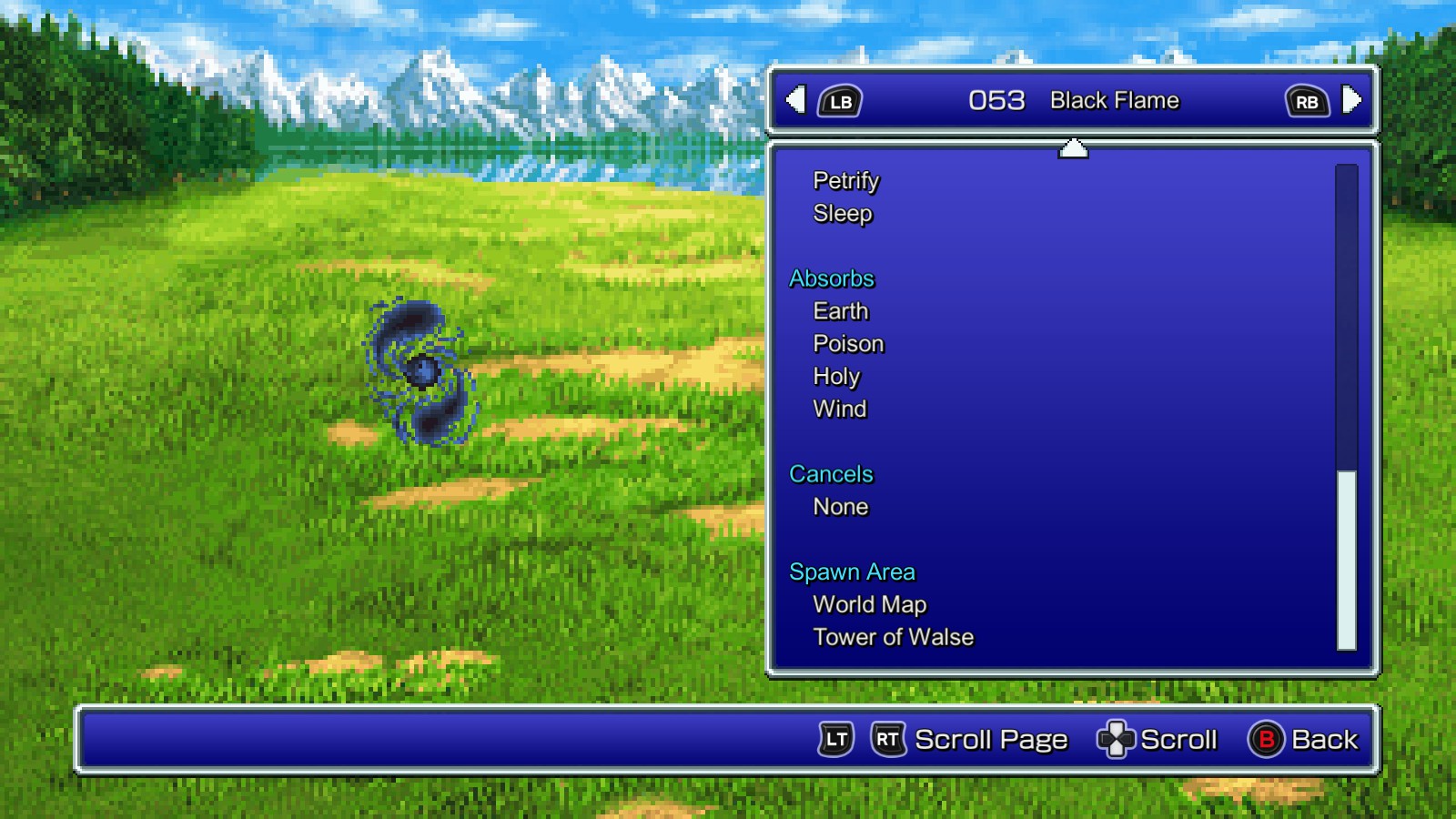 FINAL FANTASY V Blue Mage Spells + All Collection Points - Blue Mage spells (in order of their earliest appearance) - 568F077