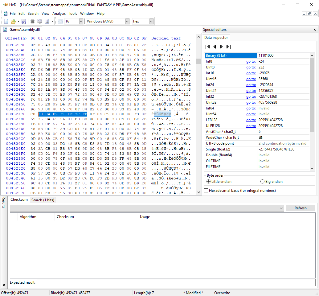 FINAL FANTASY V Edit GameAssembly.dll in a hex editor - Mod Config - Edit GameAssembly.dll in a hex editor - 67F82FD