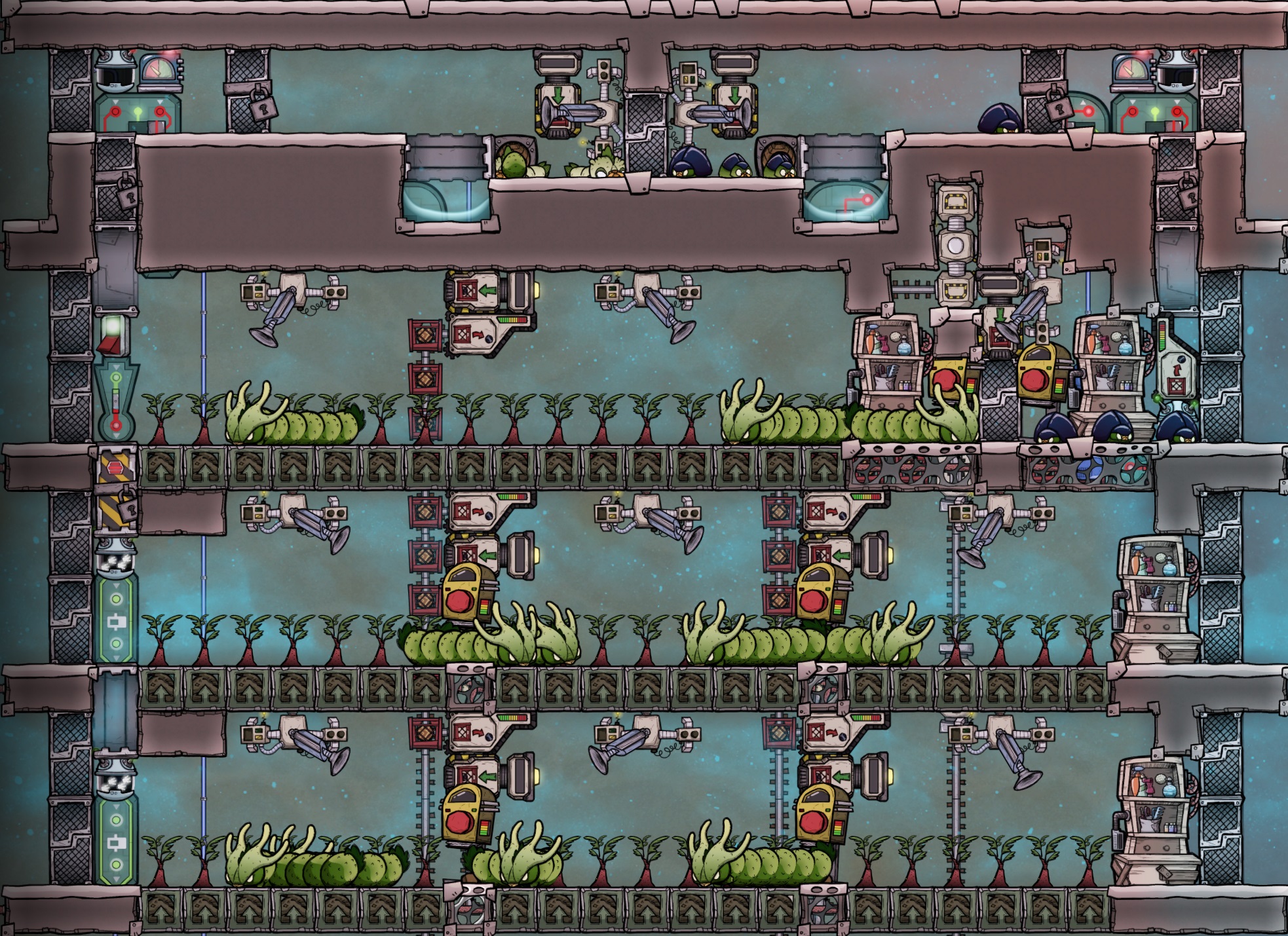 Oxygen Not Included Automated Divergent Ranches - Objectives + Statistics - 4. Bottom Line Up Front - The Design - 934B577