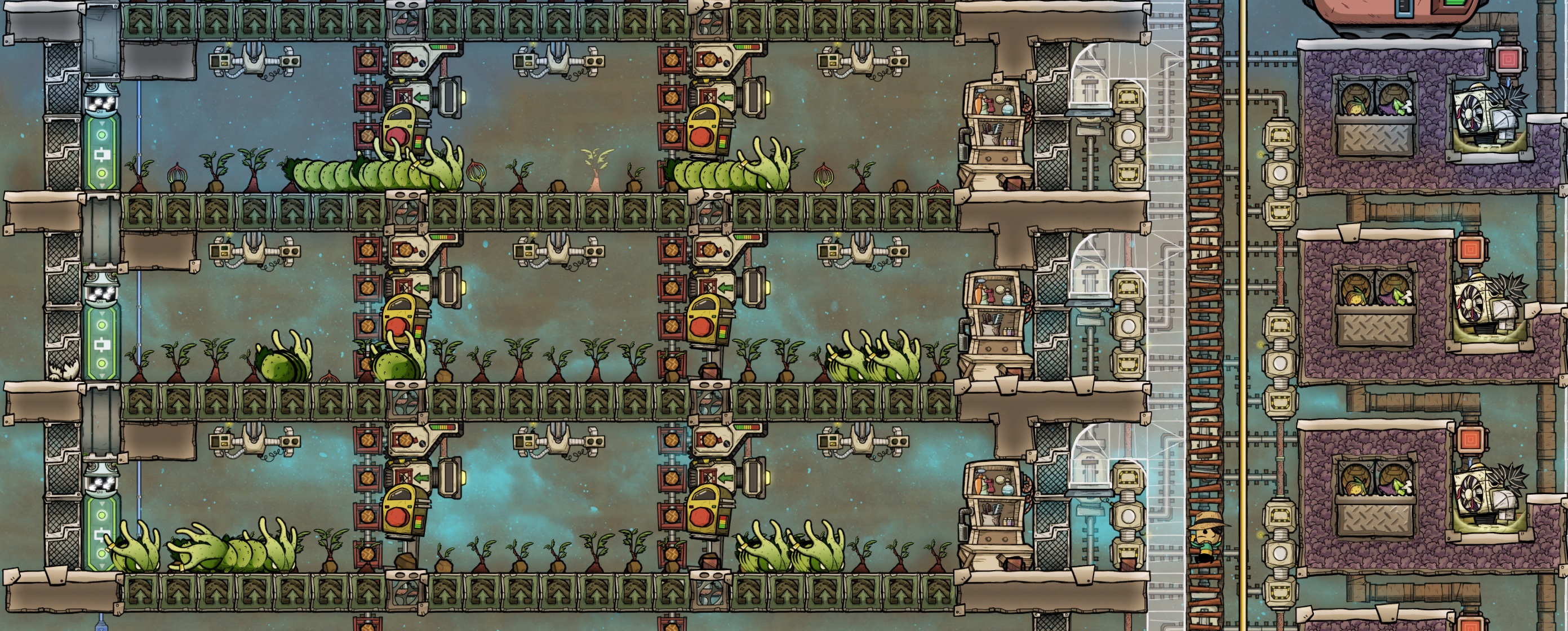 Oxygen Not Included Automated Divergent Ranches - Objectives + Statistics - - Grubfruit and Divergent Tending - 5CB345E