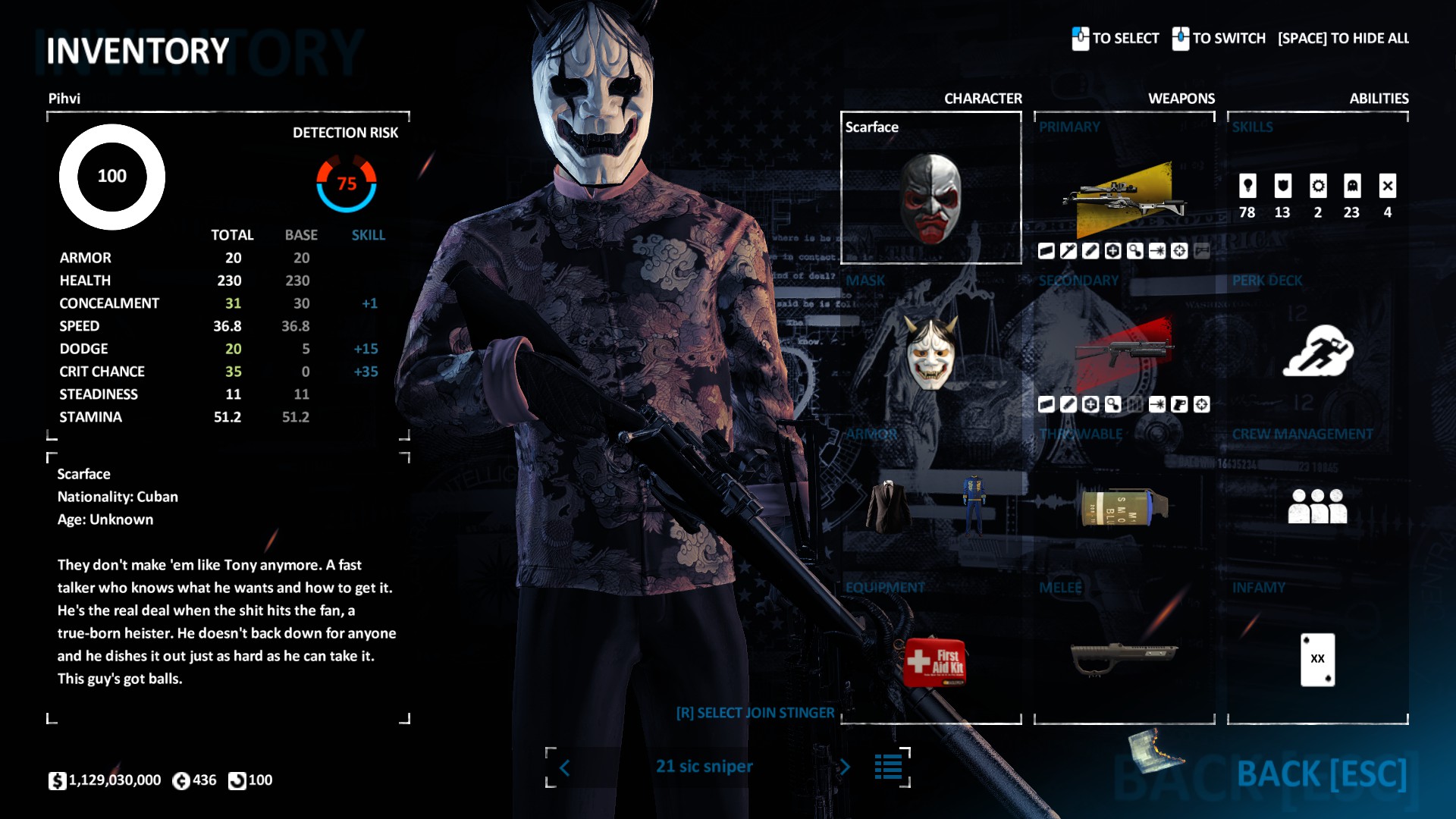 PAYDAY 2 Best Build for Sicario - Weapon Attachments - Sicario Platypus 70 - C301395