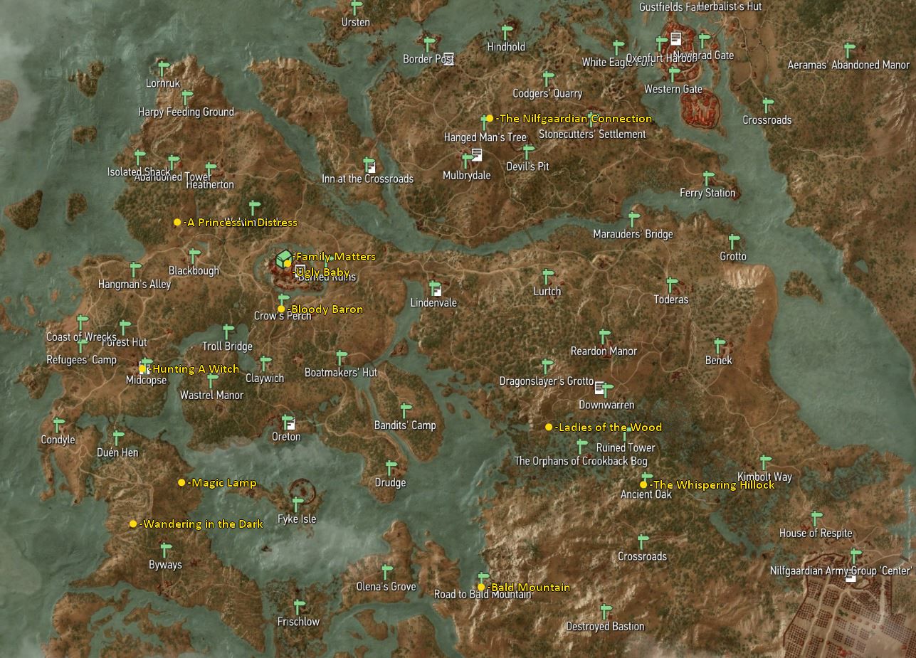 The Witcher 3: Wild Hunt Full Map of Velen Region + Quest Location Tips - Main Quest Starting Locations - B4D37A3