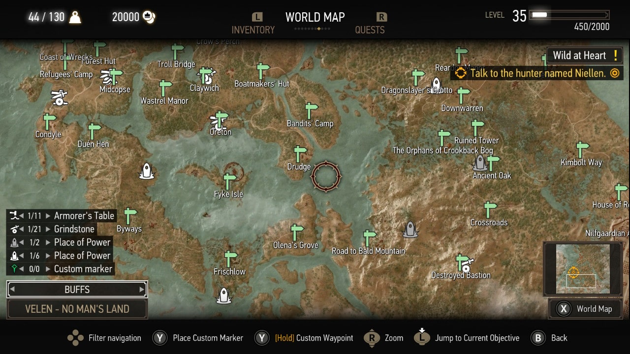 The Witcher 3: Wild Hunt Full Map of Velen Region + Quest Location Tips - Places of Power - B2B4E65