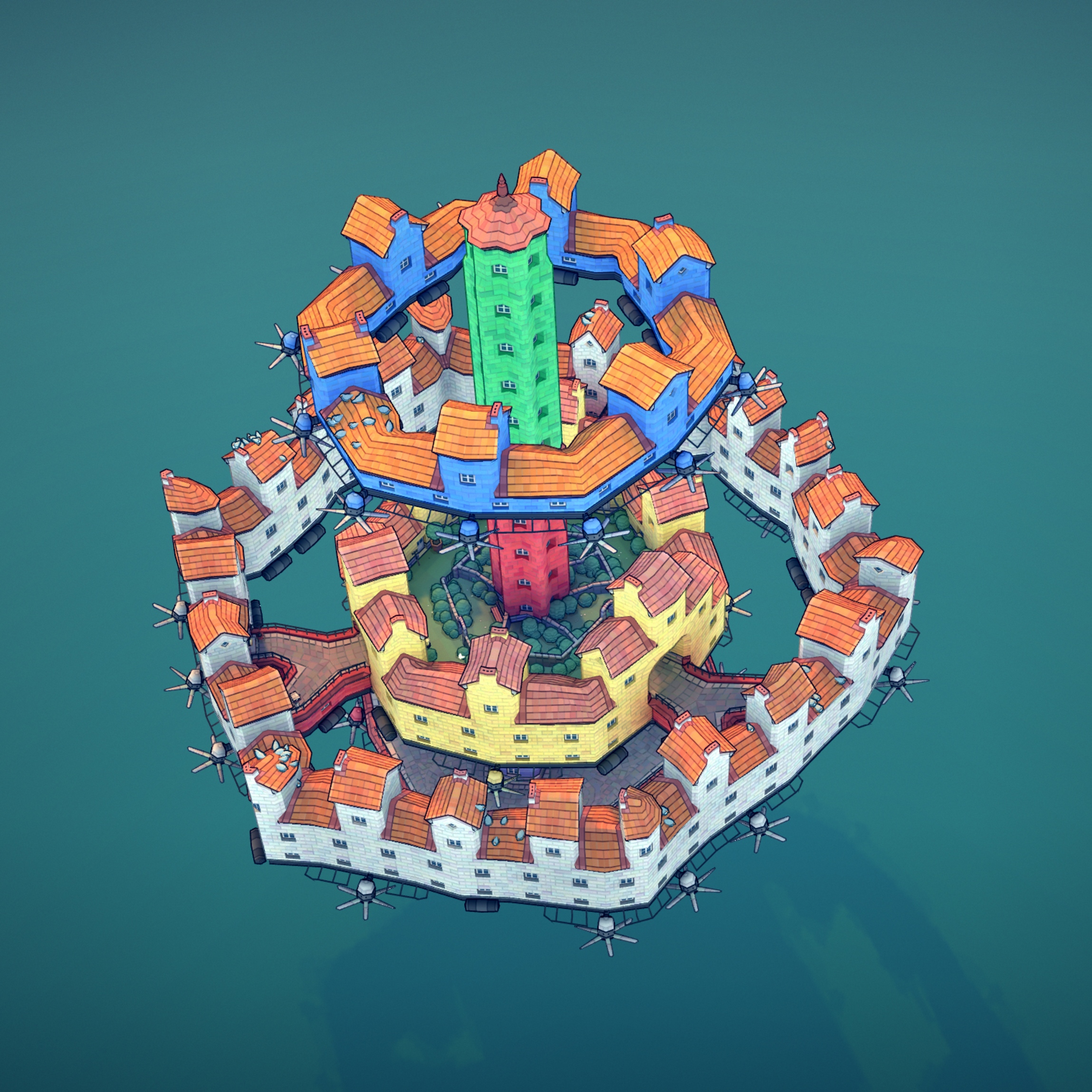 Townscaper Floating Island Build Tutorial Guide - How to Build a Simple Floating Island - 4229A7C