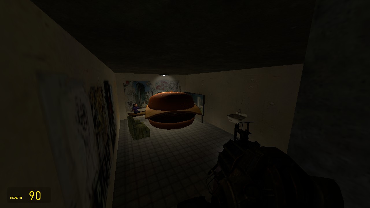 Garry's Mod Secret Cheese Burger Map Location in gm_construct - Pressing the fifth and final button - 9A3D364