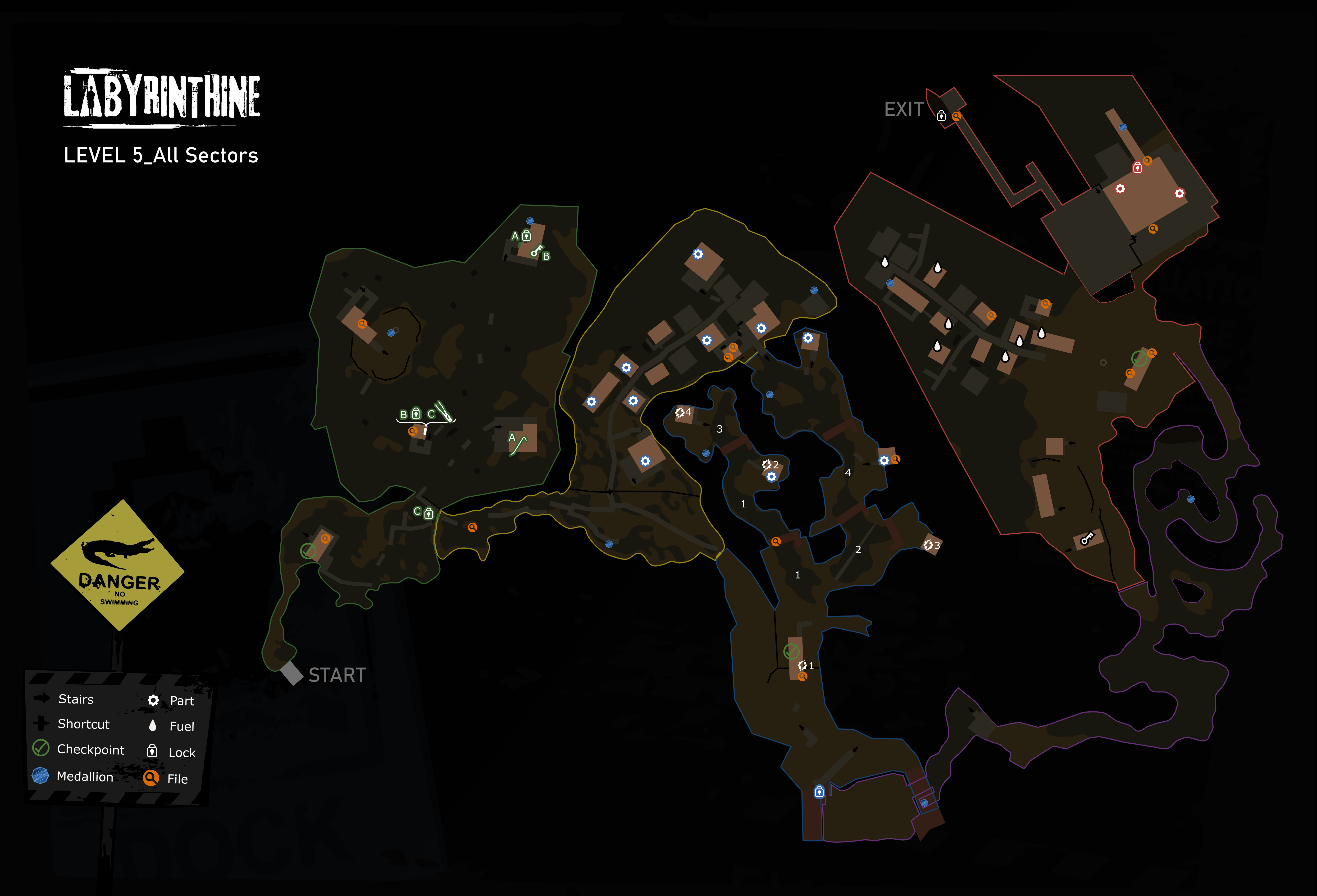 Labyrinthine Map - Level 5 + Locations - Map - 9EACF2C