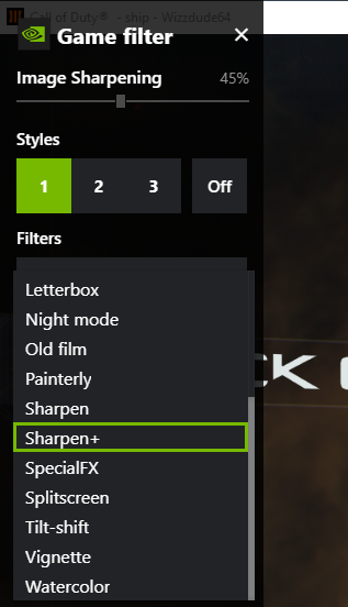 Call of Duty: Black Ops III How to Add Upscaling + Graphics Settings - Step 3: Add Sharpen+ from the GeForce Filters - 0819BAD