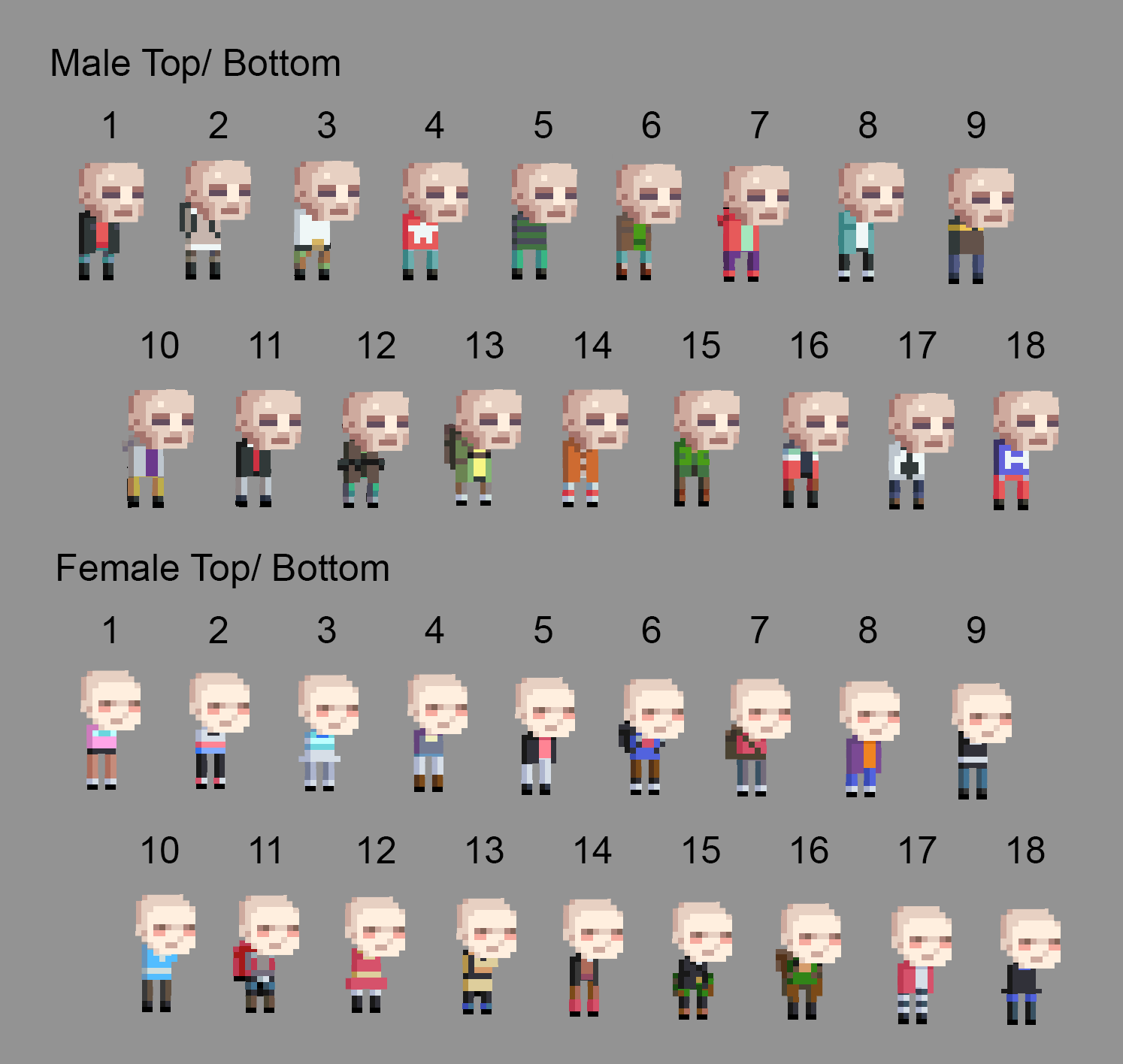 Death Road to Canada Custom Characters Visual Guide - Top & Bottom - E7D47B2