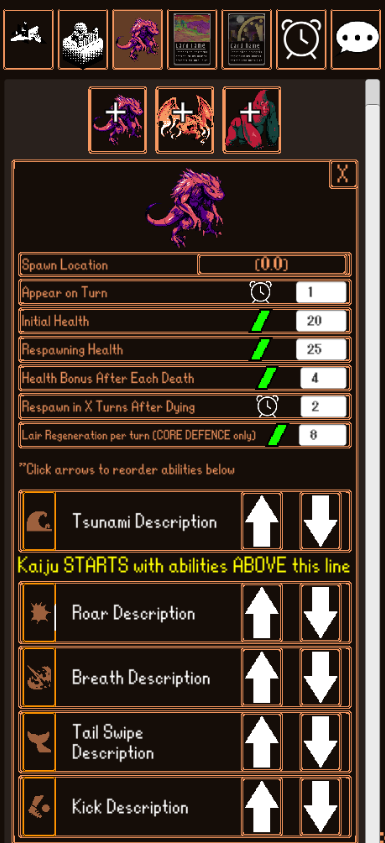 Kaiju Wars Map Editor Guide - Kaiju Tab - 248F15E