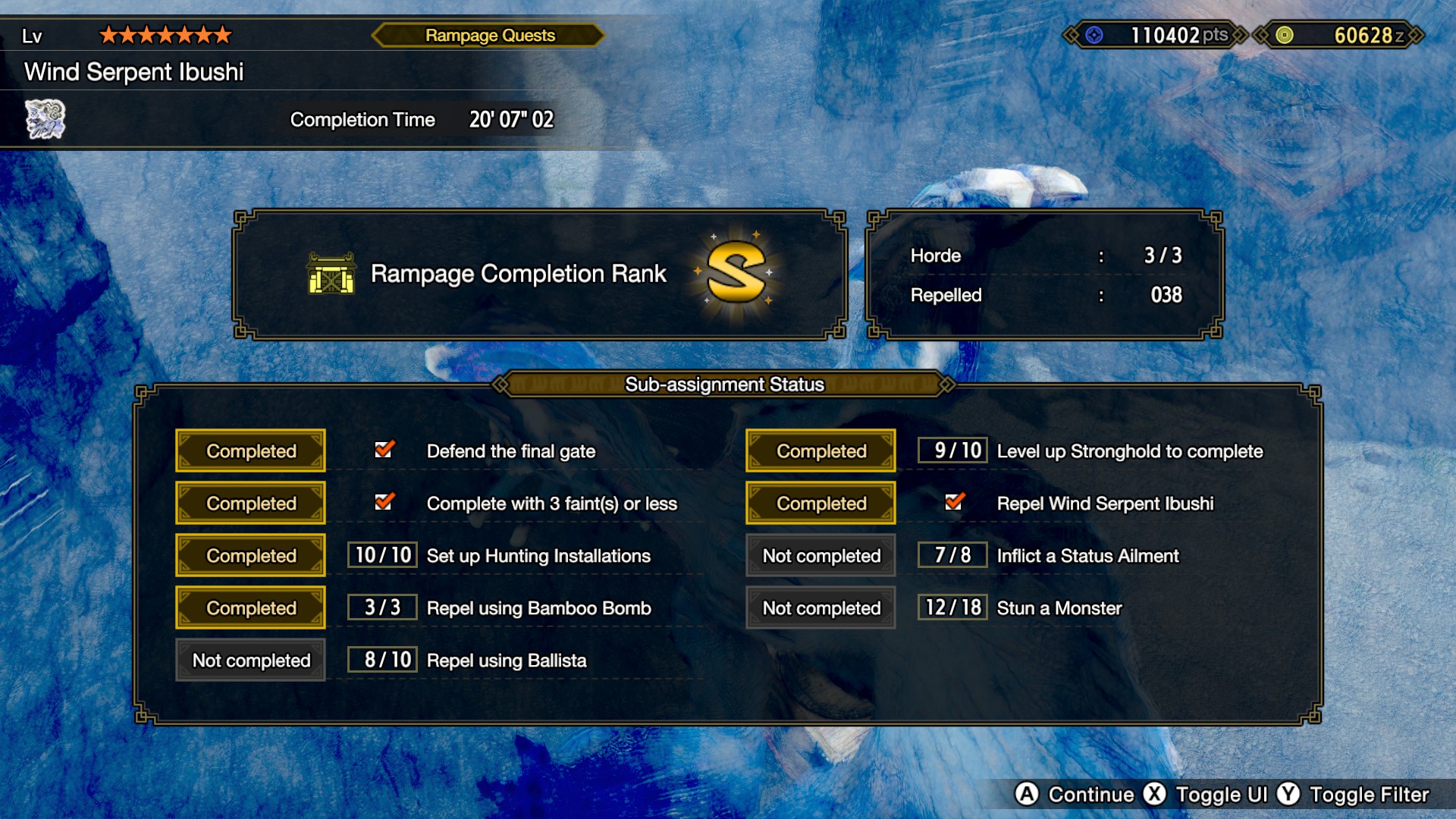 MONSTER HUNTER RISE Rampage (Solo) in Kamura Village - Sub-Assignments & Stronghold Level - CEE1F4D