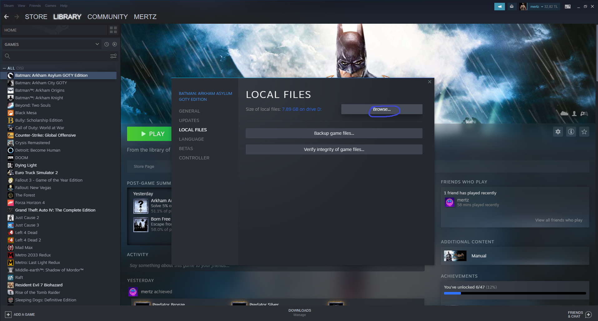 Batman: Arkham Asylum GOTY Edition How to unlock 62 Fps limit guide - Open the file location of the game - F238C7F