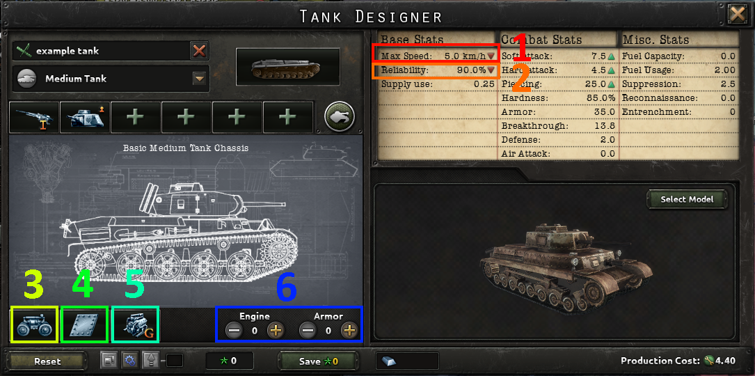 Hearts of Iron IV No Step Back Tanks : Reloaded - basic of tank designer - 39C7178