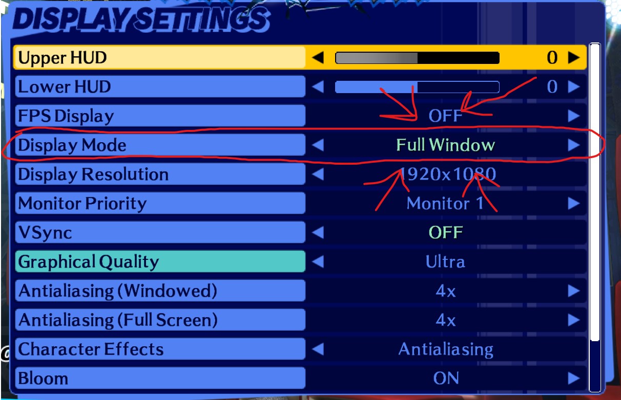 Persona 4 Arena Ultimax How to Fix Crash in Versus Mode - Go into Options --> Display Settings - 10CCFBA