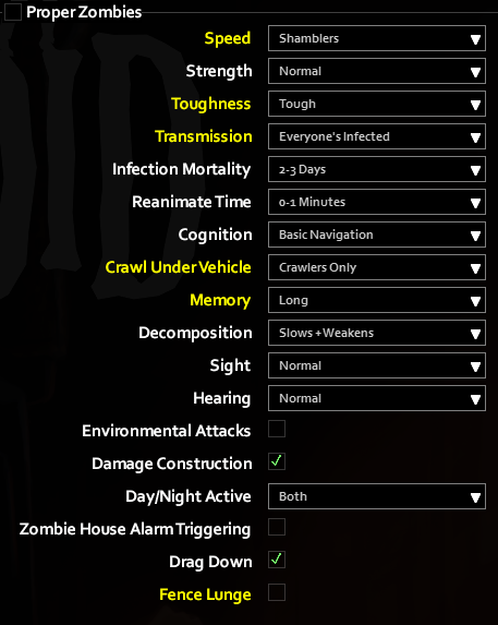 Project Zomboid Zombie Lore Settings from Games-Movies & Show - Romero Zombies (Living Dead films) - 9A8F906