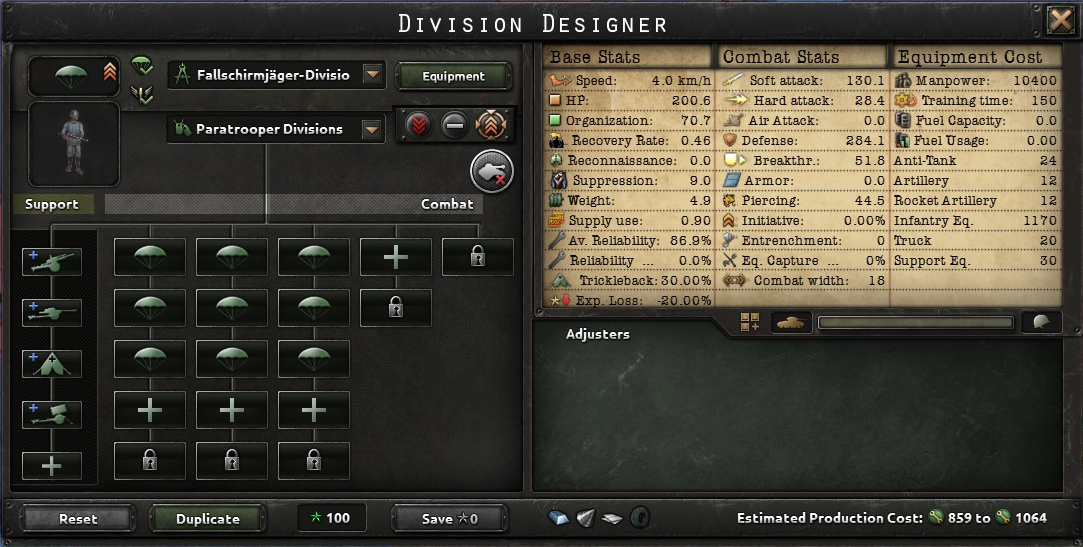 Hearts of Iron IV Historic Division Templates of the German Army - Fallschirmjäger-Division - 8AC605A