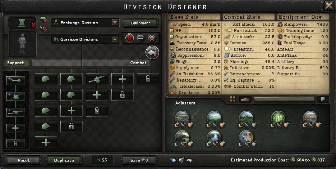 Hearts of Iron IV Historic Division Templates of the German Army - Festungs-Division (from 1944) - 24BC10E
