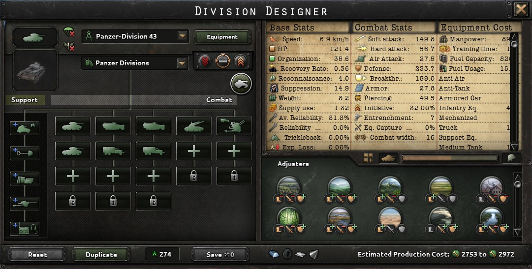 Hearts of Iron IV Historic Division Templates of the German Army - Panzer-Division 43 (1943) - D30FFEA