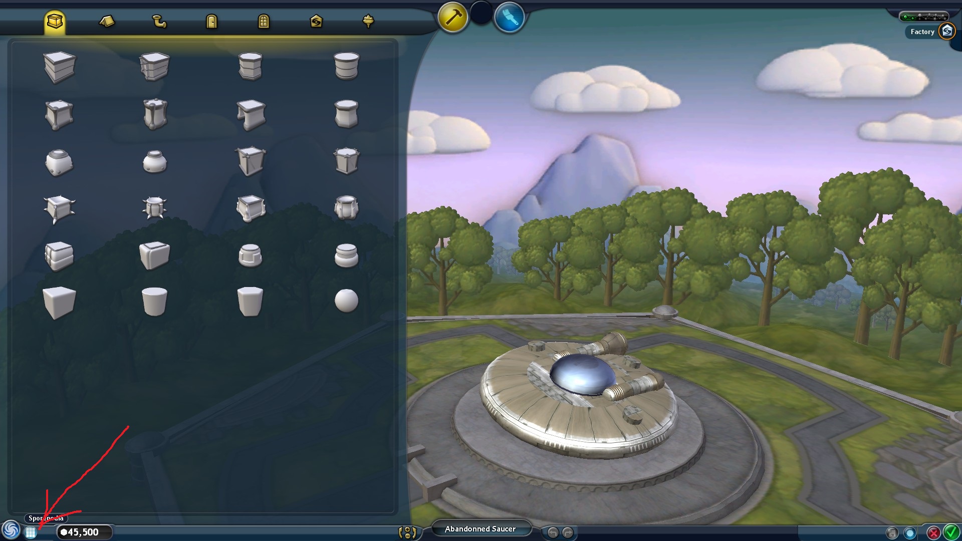 Spore: Galactic Adventures How to Make Objects Looks Like Creature Guide - 3. Click on Sporepedia in the bottom left corner - 4C935D6