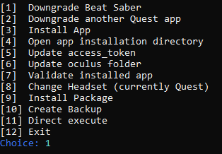 Beat Saber Downgrade and Quest Mod Guide - Select your headset and downgrade Beat Saber - 84D8A89