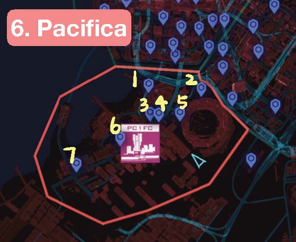 Cyberpunk 2077 Locations and names of 159 fast travel data terms Patch 1.5 - 6. 太平洲/Pacifica - F683AA4
