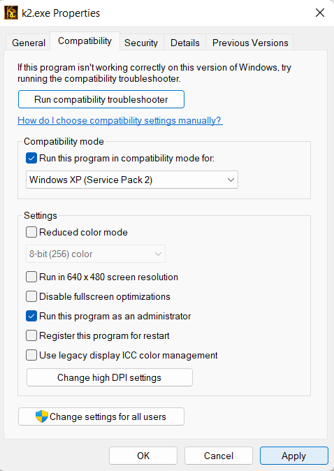 Kohan II: Kings of War How to Play on Windows 10/11 - Step 1: Select Compatibility Mode - ABD1522
