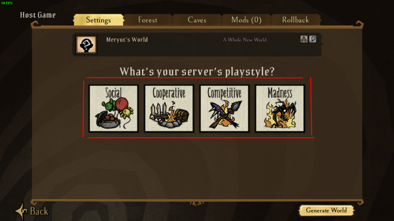 Don't Starve Together How to generate a new world - Step 3: - 671B699