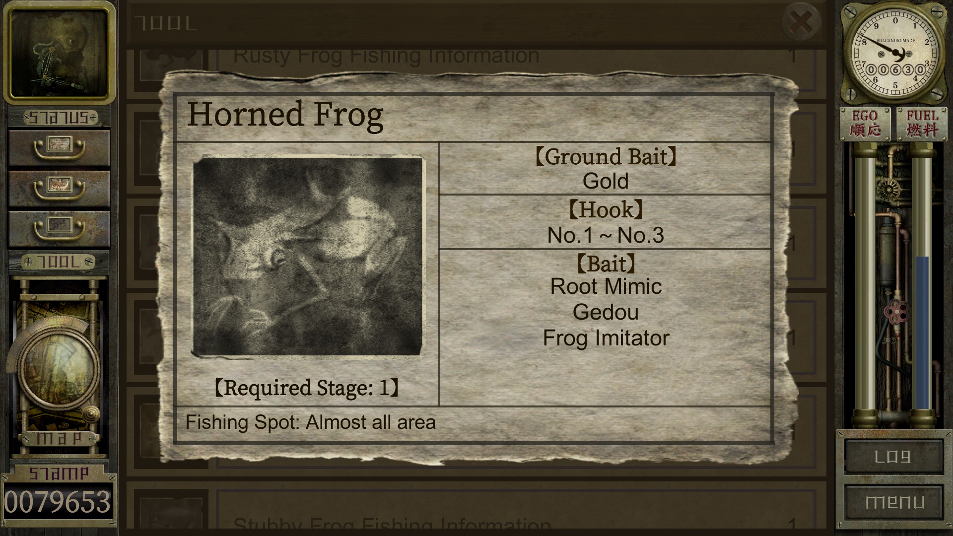 Garage: Bad Dream Adventure Fishing + Location Guide - Frog Info Papers - 081B007