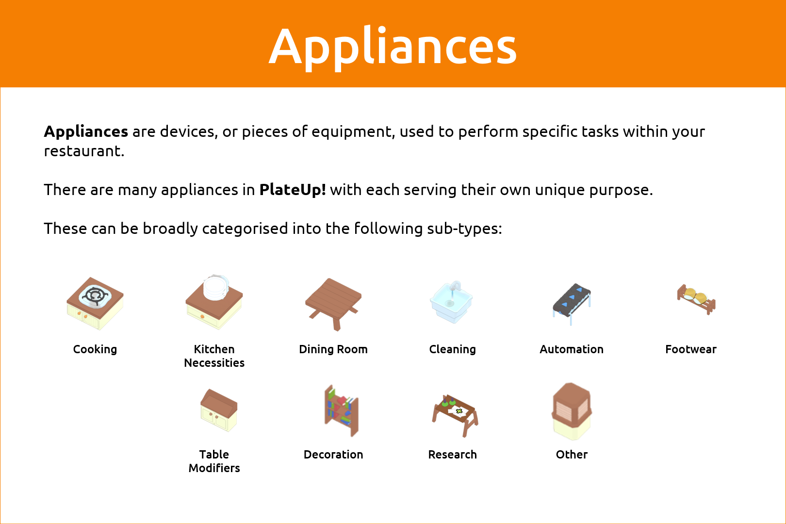 PlateUp! Complete Appliances Guide - Overview - 9865D3F