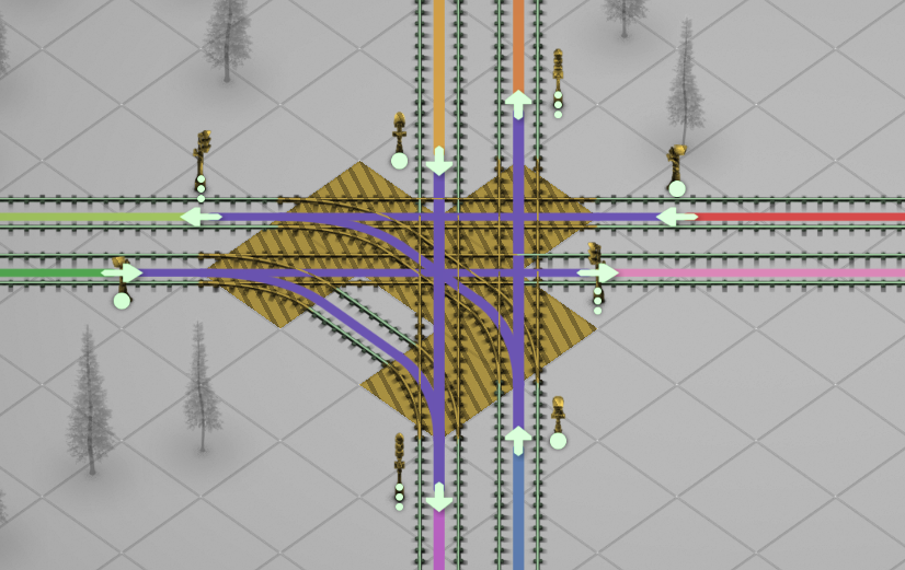 Sweet Transit What is Rail Signal Information Guide - How to simply add signals to an intersection/junction: More complex example - AA6FCBB