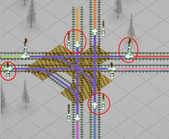 Sweet Transit What is Rail Signal Information Guide - How to simply add signals to an intersection/junction: More complex example - EAC8DF9